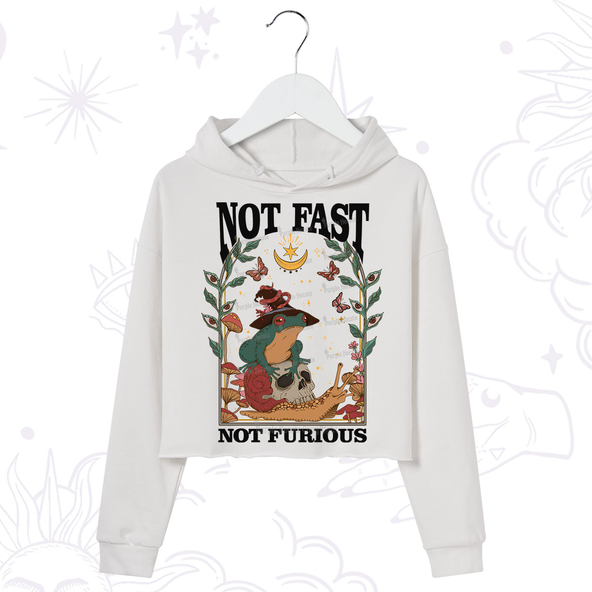 Purplehecate Not Fast Not Furious Crop Hoodie