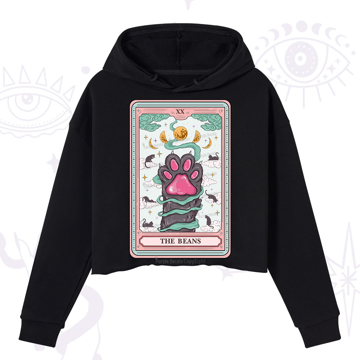 Purplehecate The Beans Cat Tarot Crop Hoodie