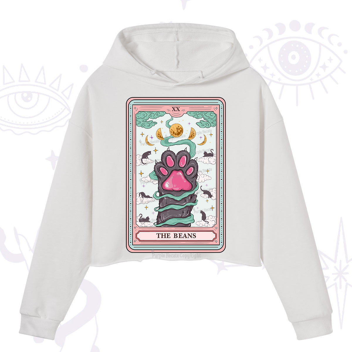 Purplehecate The Beans Cat Tarot Crop Hoodie