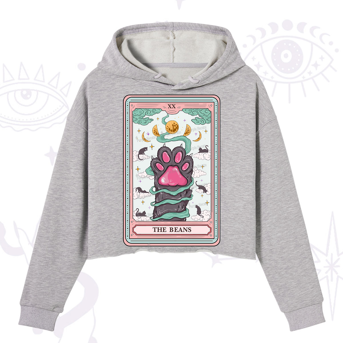 Purplehecate The Beans Cat Tarot Crop Hoodie