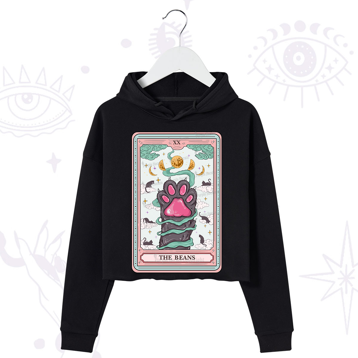 Purplehecate The Beans Cat Tarot Crop Hoodie