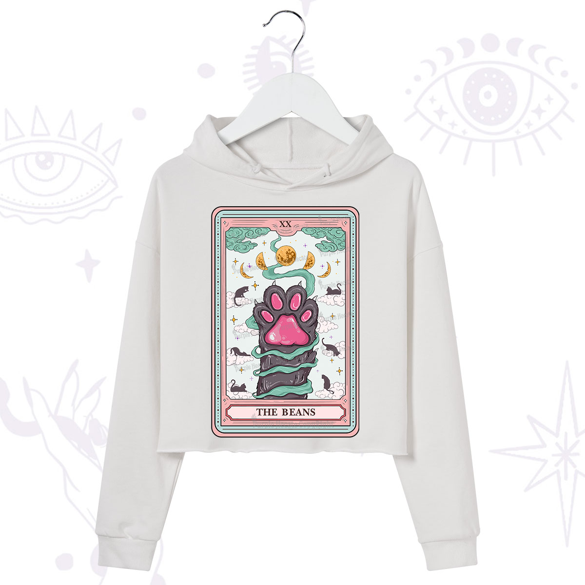 Purplehecate The Beans Cat Tarot Crop Hoodie
