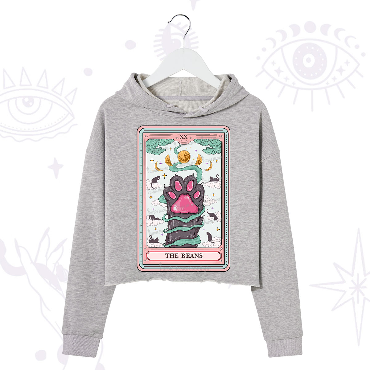 Purplehecate The Beans Cat Tarot Crop Hoodie