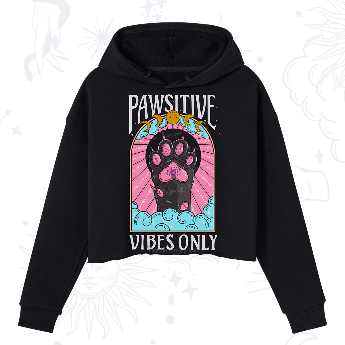 Purplehecate Pawsitive Vibes Only Crop Hoodie