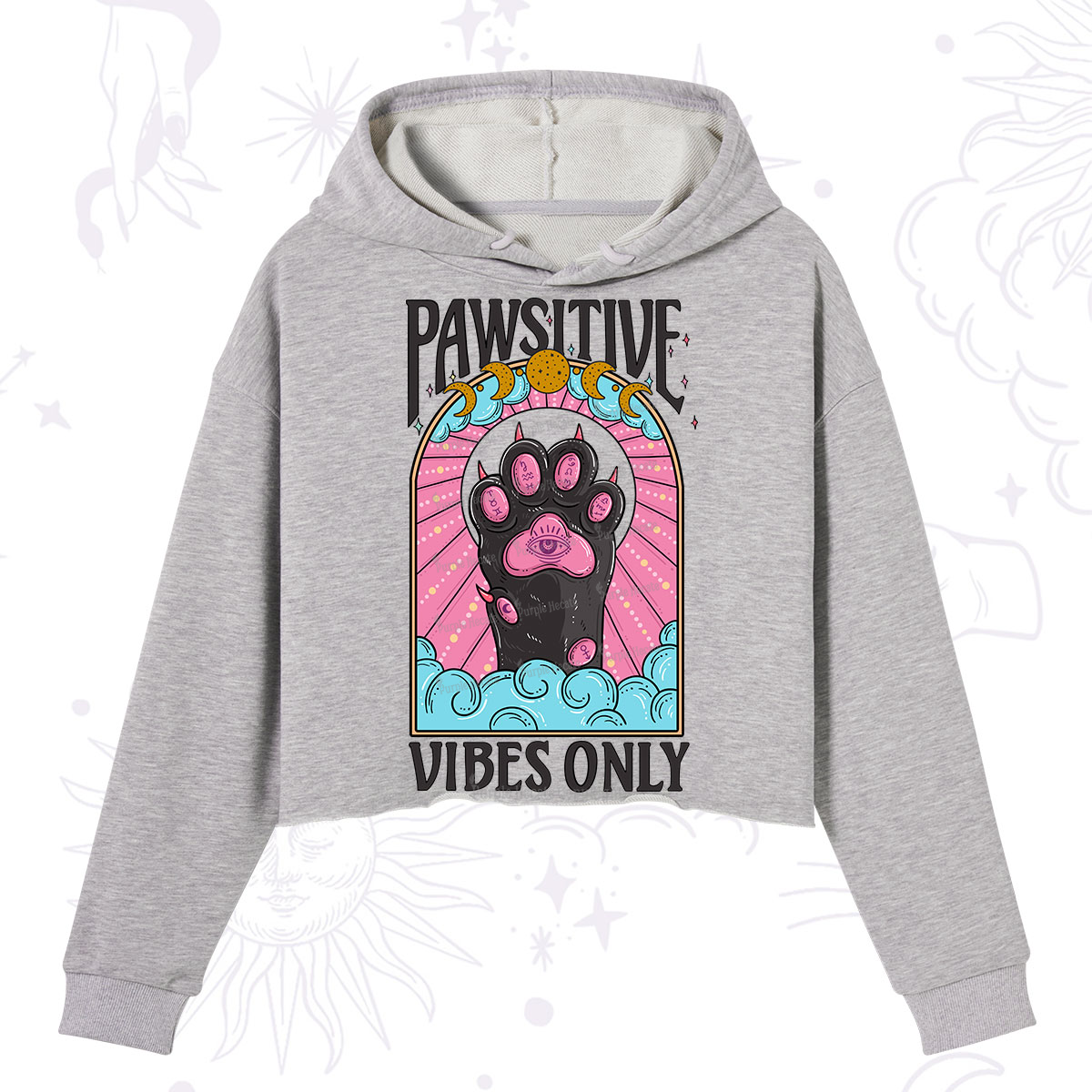 Purplehecate Pawsitive Vibes Only Crop Hoodie
