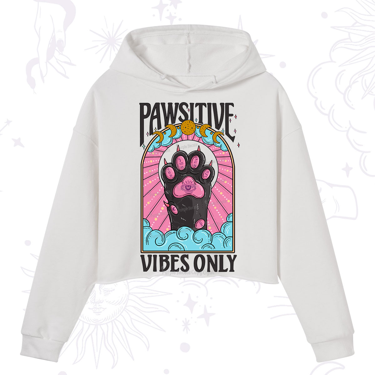 Purplehecate Pawsitive Vibes Only Crop Hoodie