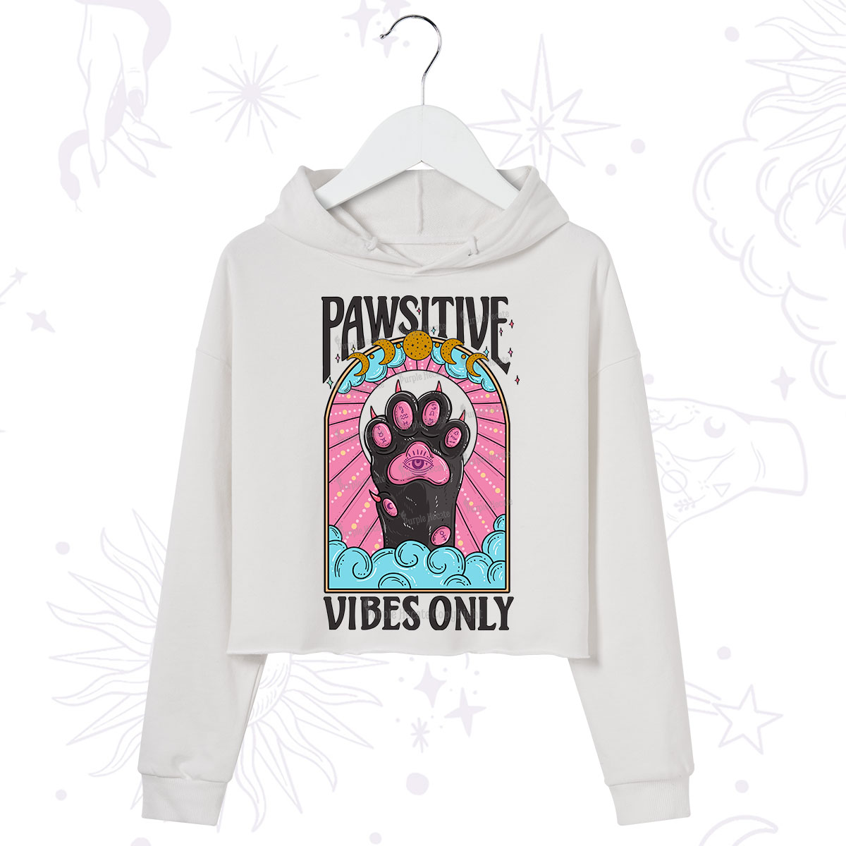 Purplehecate Pawsitive Vibes Only Crop Hoodie