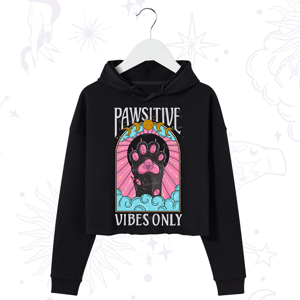 Purplehecate Pawsitive Vibes Only Crop Hoodie
