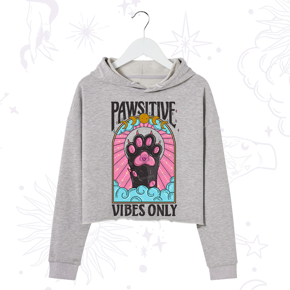 Purplehecate Pawsitive Vibes Only Crop Hoodie