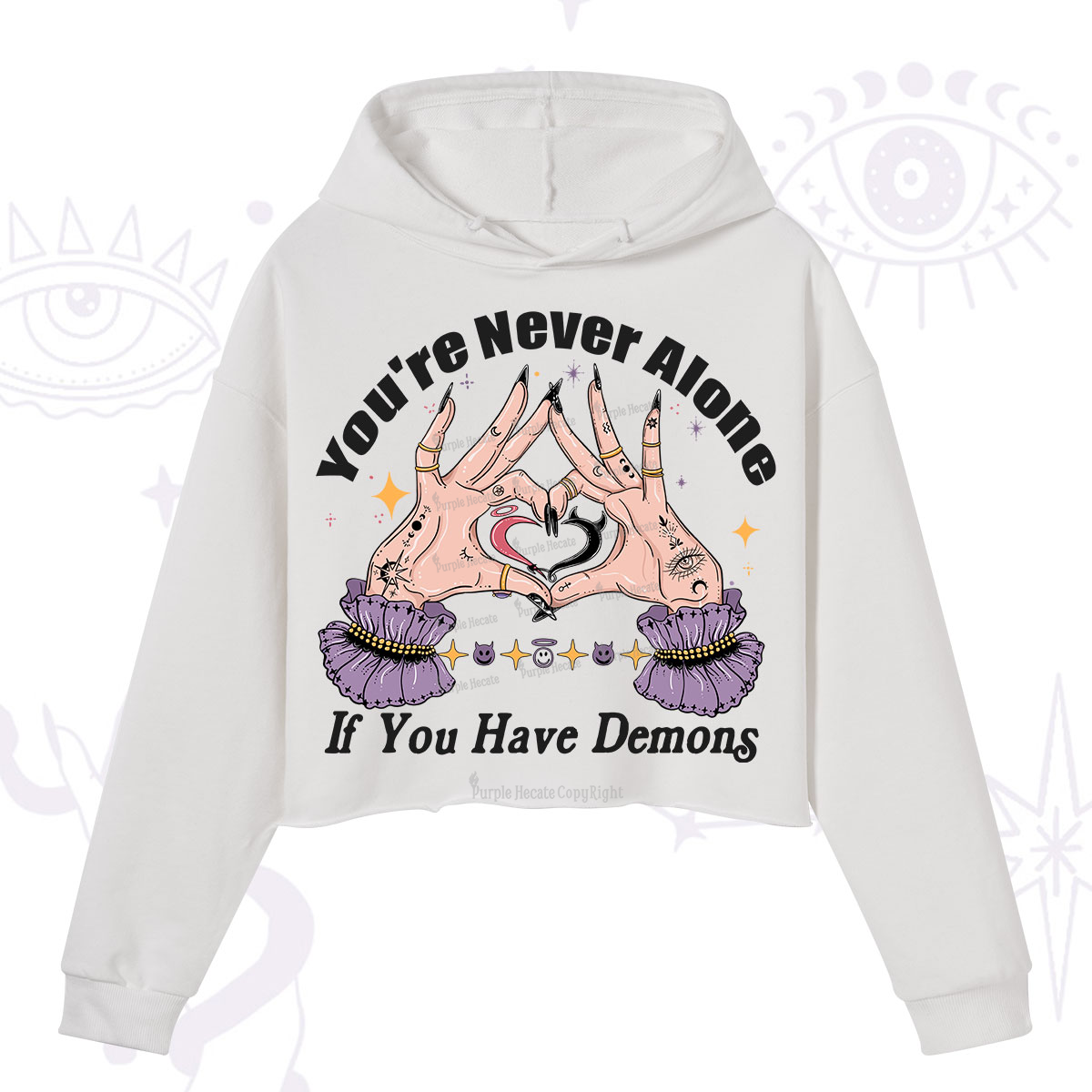 Purplehecate You're Never Alone If You Have Demons Crop Hoodie