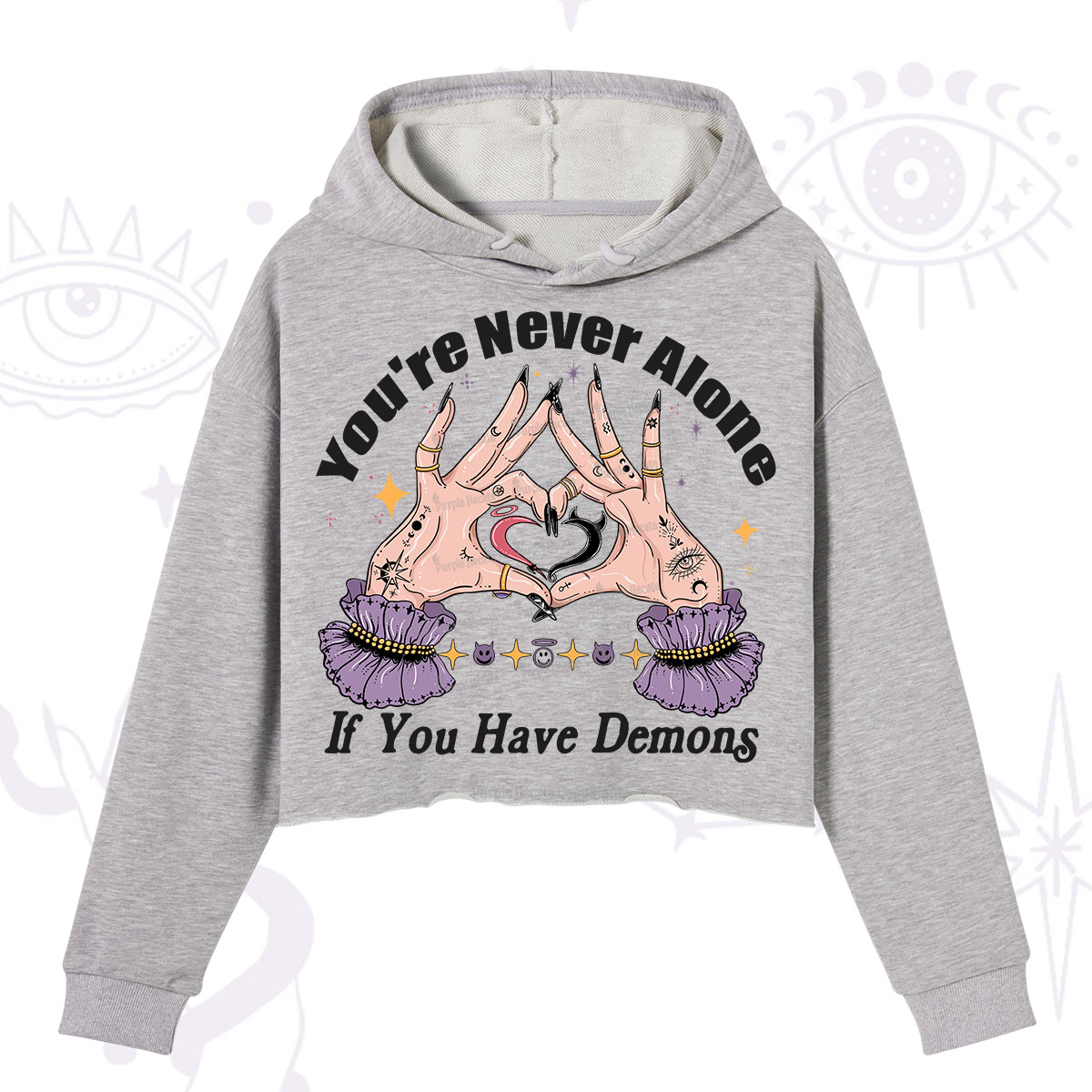 Purplehecate You're Never Alone If You Have Demons Crop Hoodie