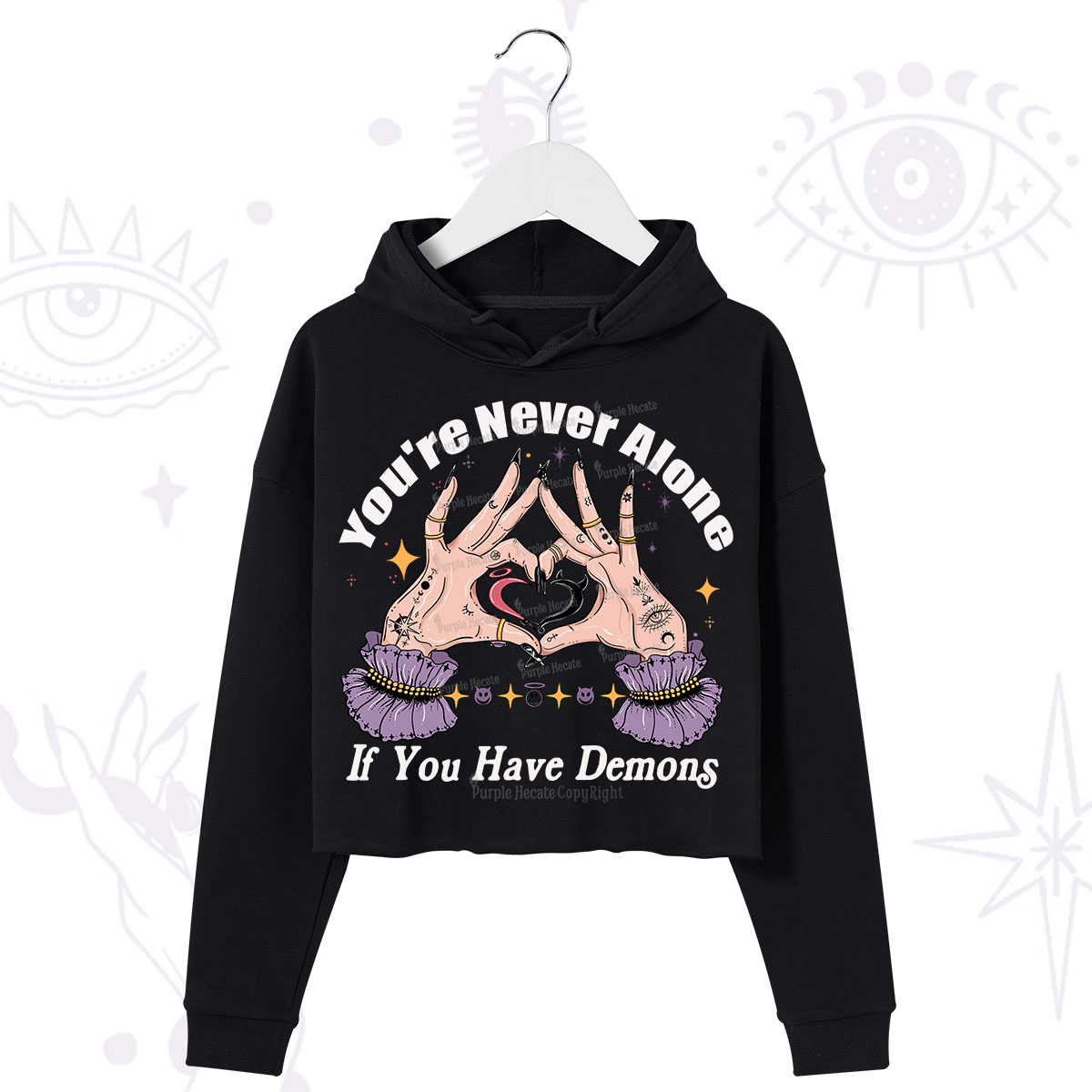 Purplehecate You're Never Alone If You Have Demons Crop Hoodie