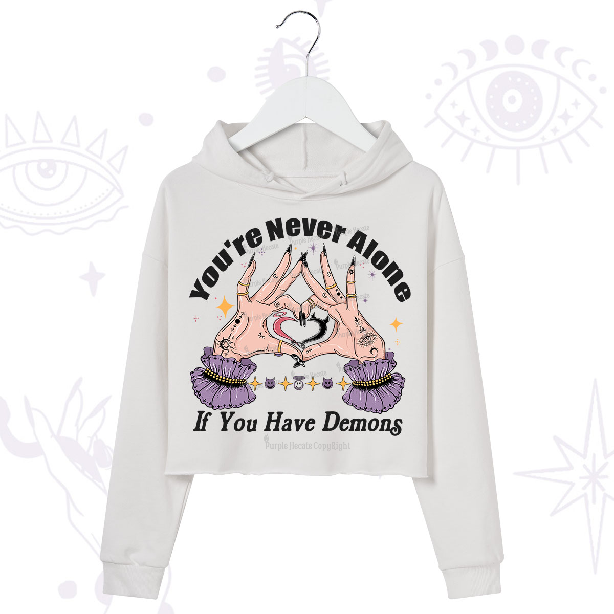 Purplehecate You're Never Alone If You Have Demons Crop Hoodie