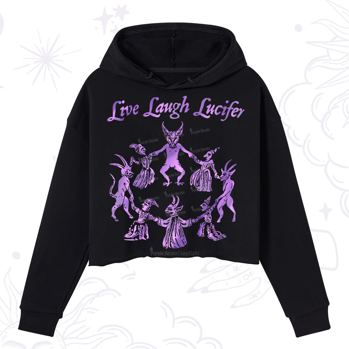 Purplehecate Live Laugh Lucifer Satanic Crop Hoodie