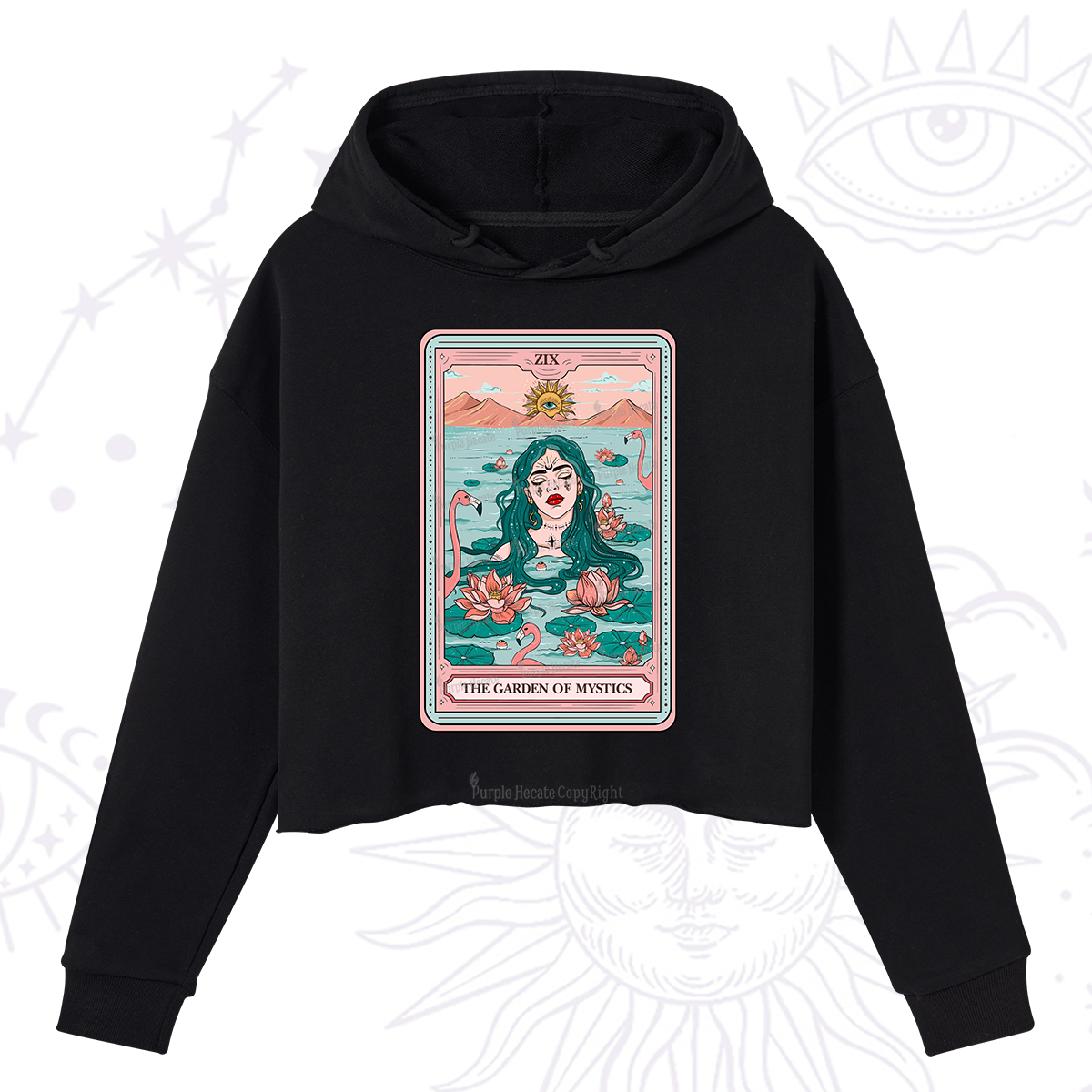 Purplehecate The Garden Of Mystics Tarot Crop Hoodie