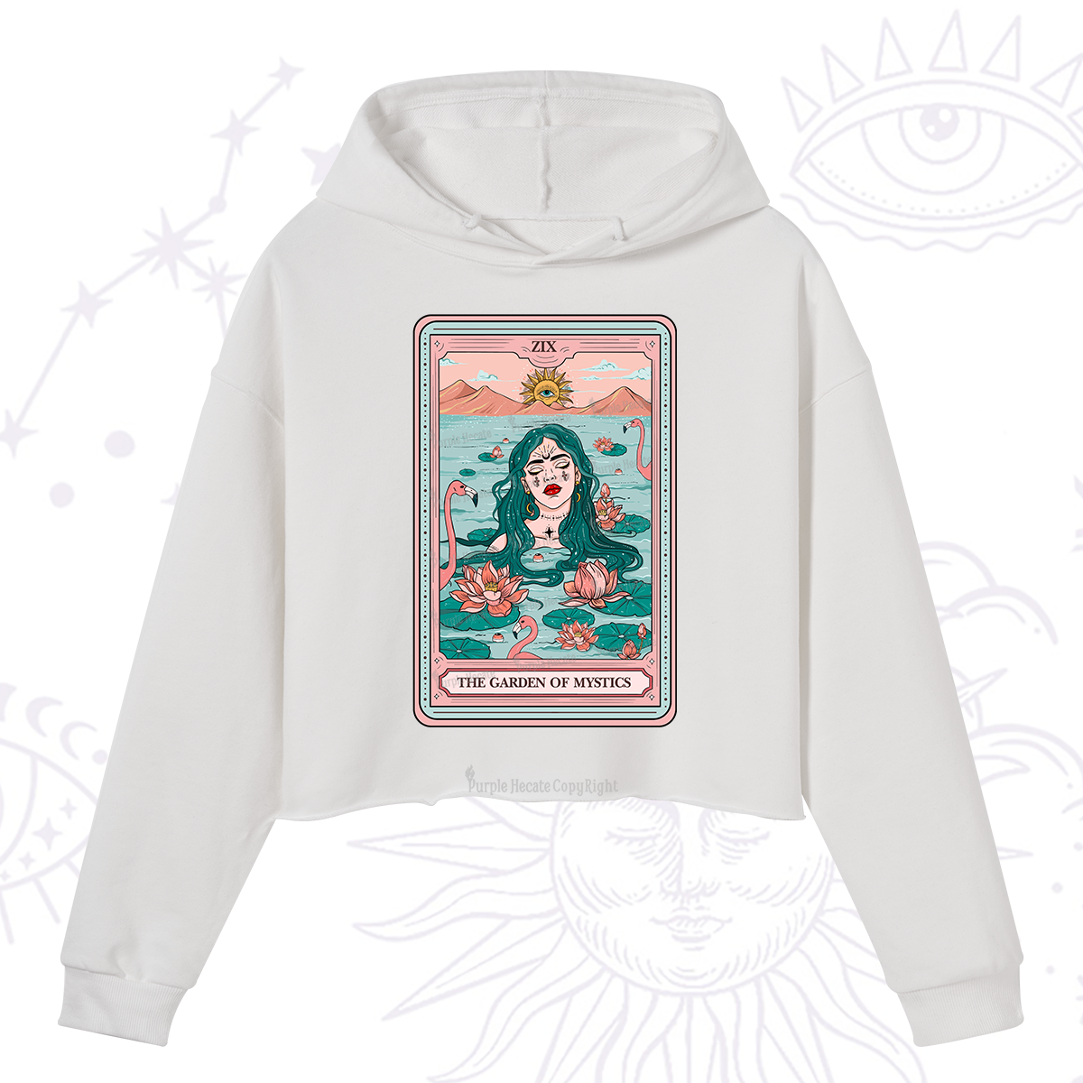 Purplehecate The Garden Of Mystics Tarot Crop Hoodie