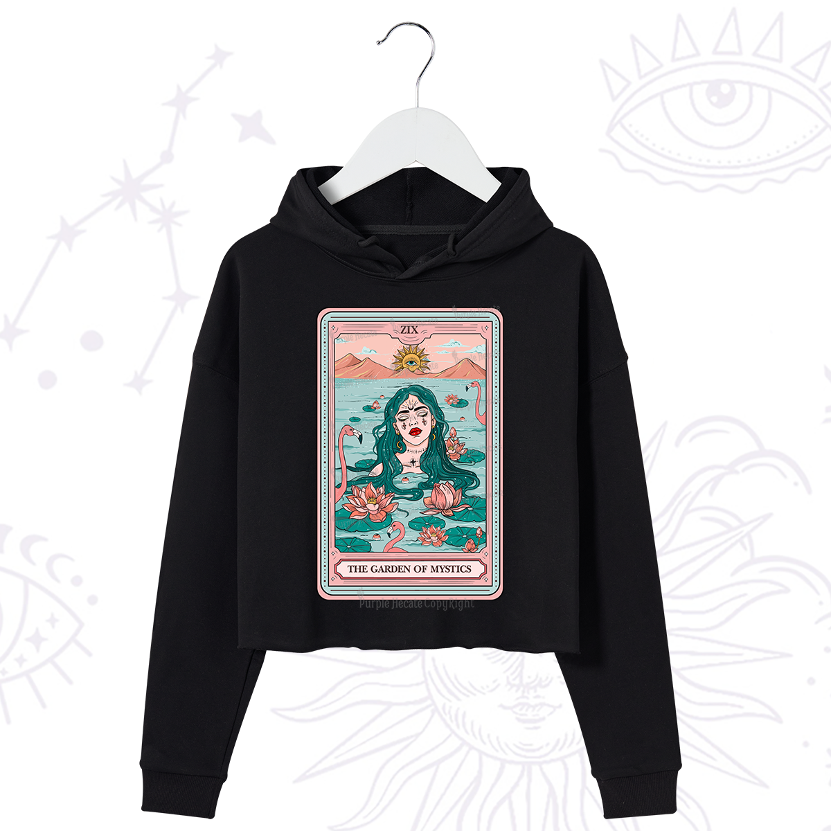 Purplehecate The Garden Of Mystics Tarot Crop Hoodie