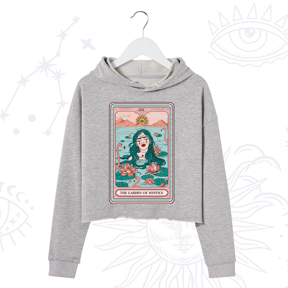 Purplehecate The Garden Of Mystics Tarot Crop Hoodie