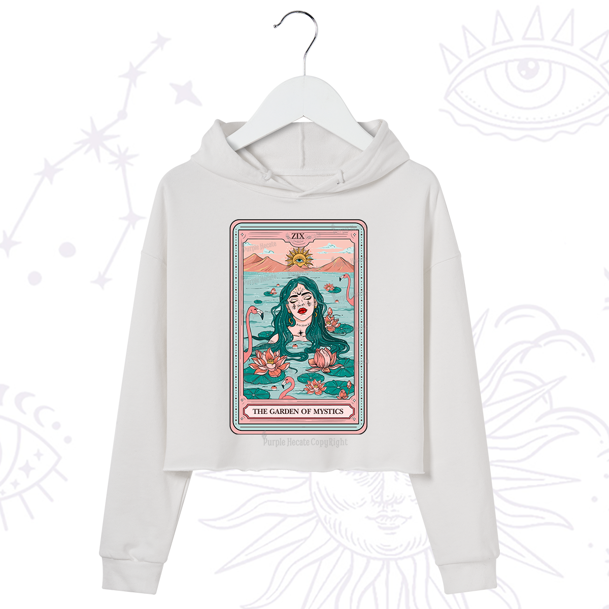 Purplehecate The Garden Of Mystics Tarot Crop Hoodie