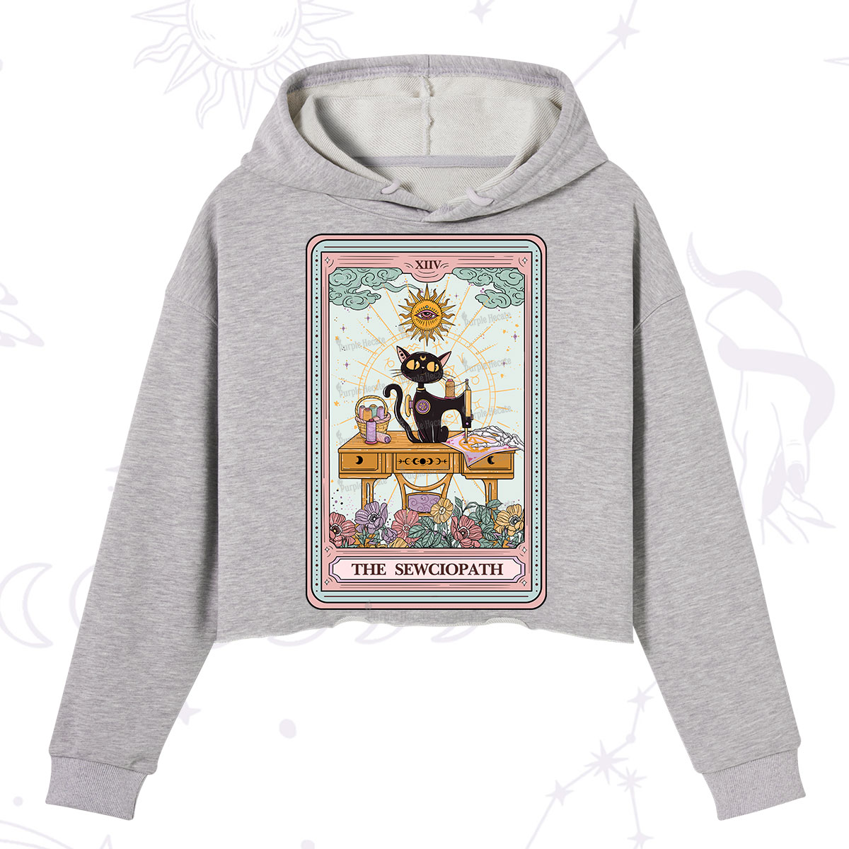 Purplehecate The Sewciopath Tarot Card Crop Hoodie