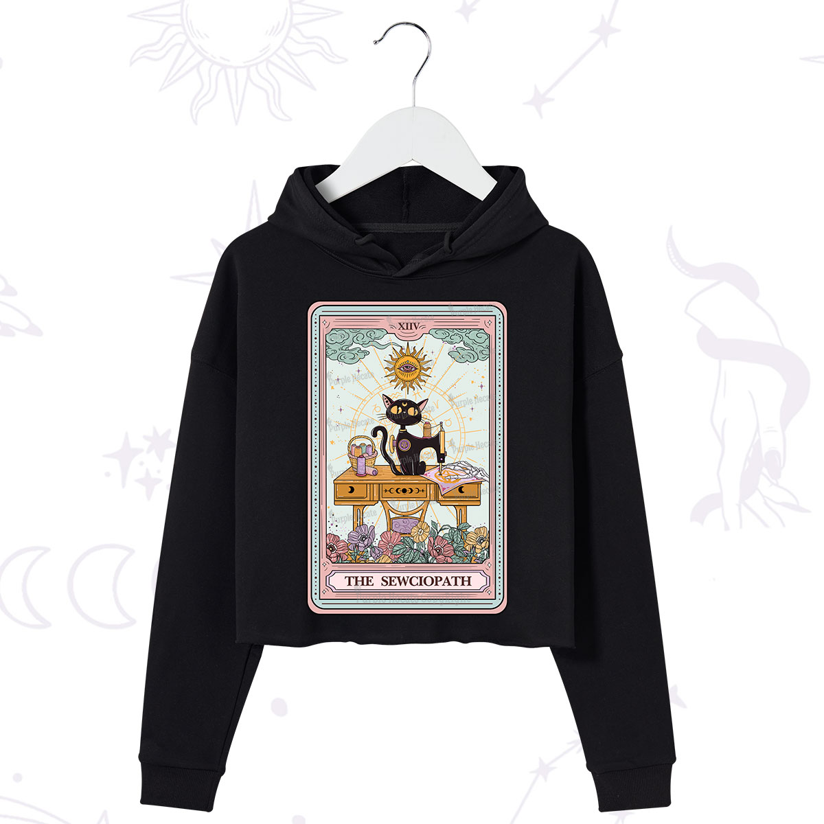 Purplehecate The Sewciopath Tarot Card Crop Hoodie