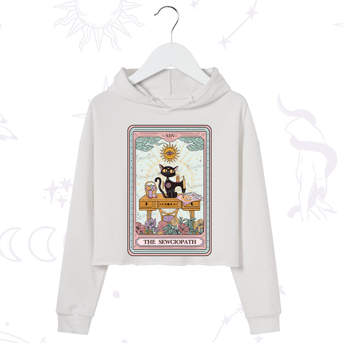 Purplehecate The Sewciopath Tarot Card Crop Hoodie