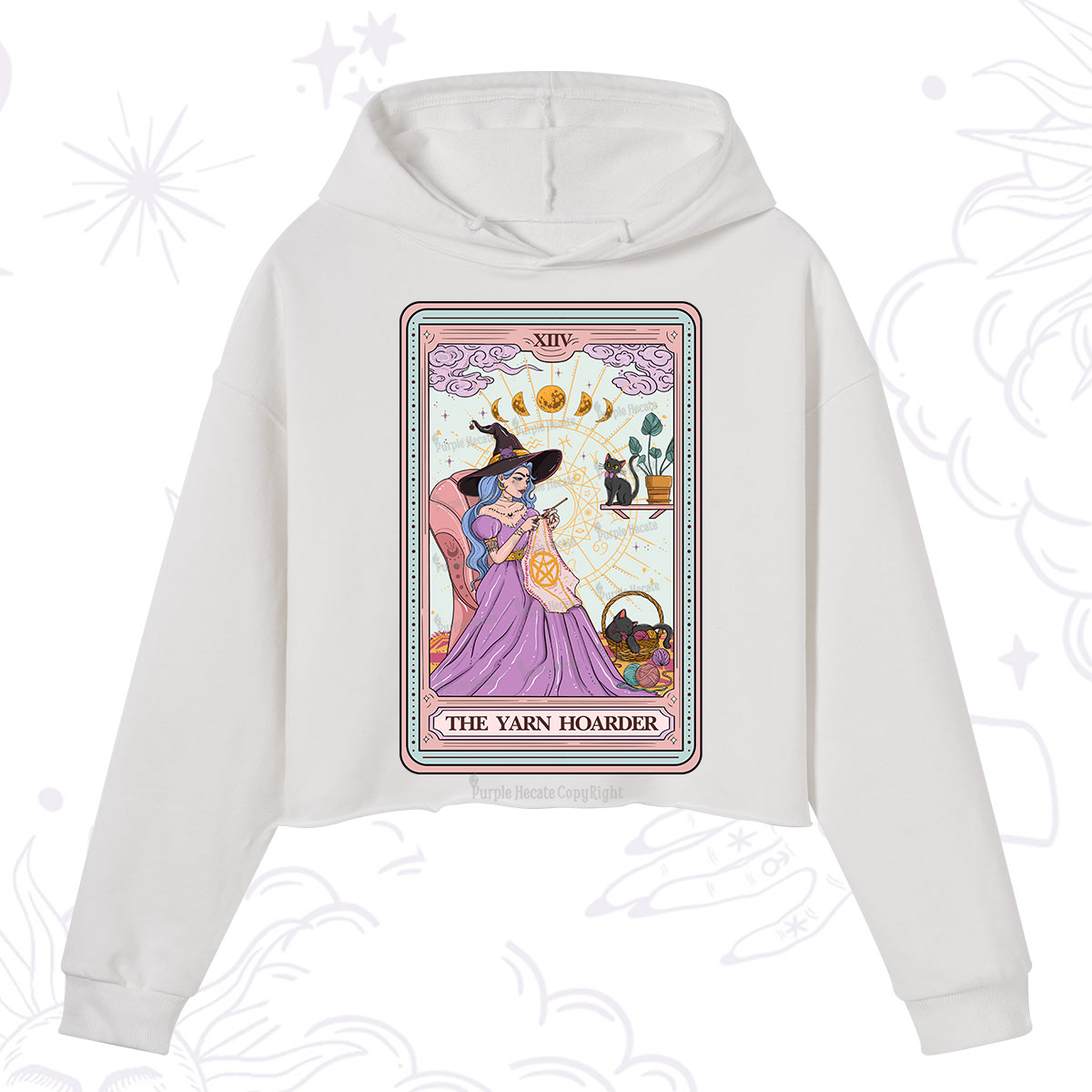 Purplehecate The Yarn Hoarder Tarot Crop Hoodie