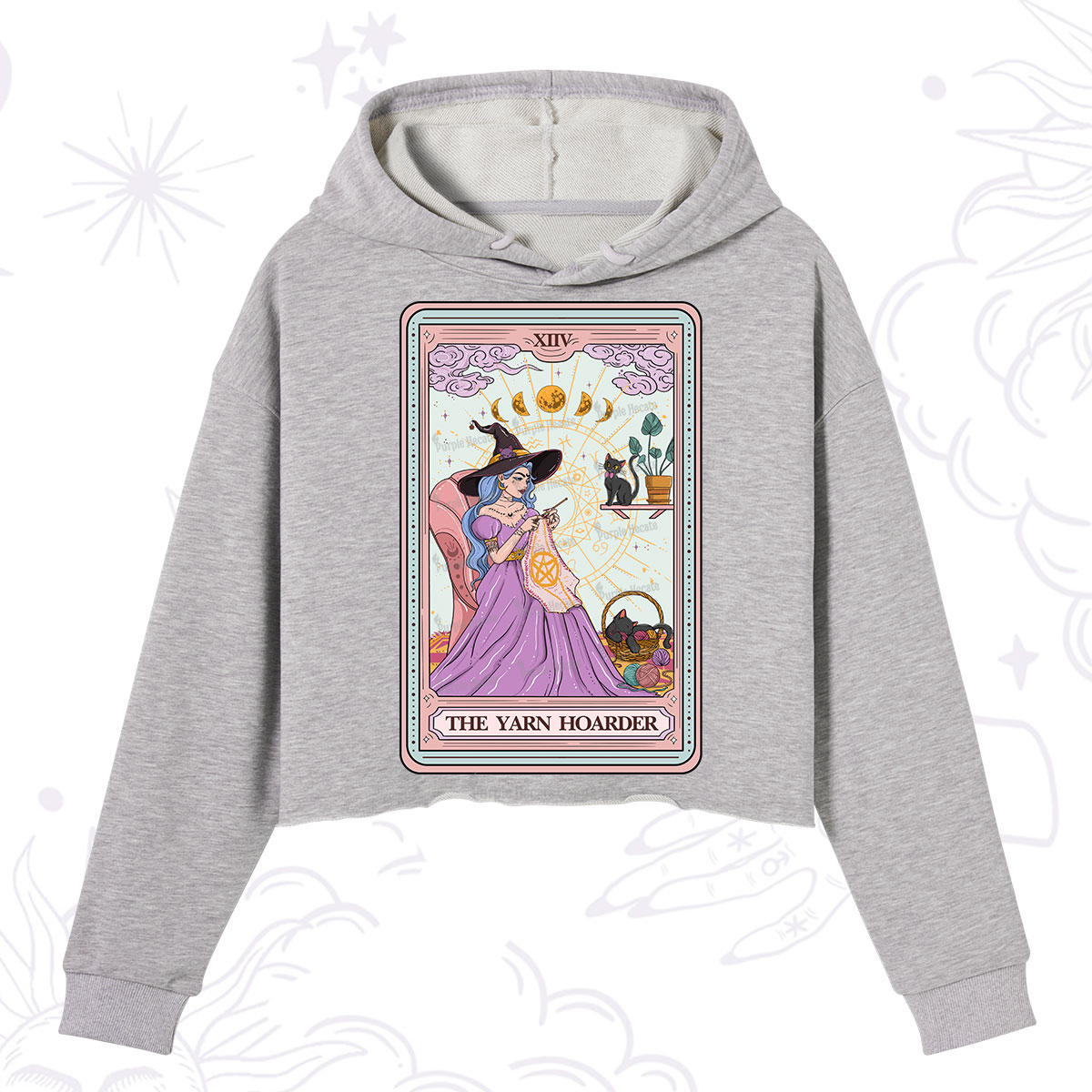 Purplehecate The Yarn Hoarder Tarot Crop Hoodie
