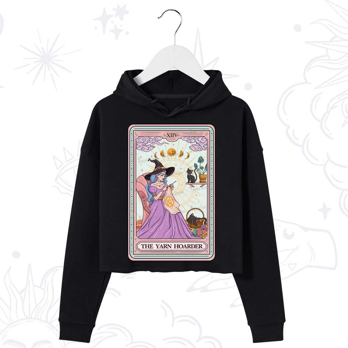 Purplehecate The Yarn Hoarder Tarot Crop Hoodie