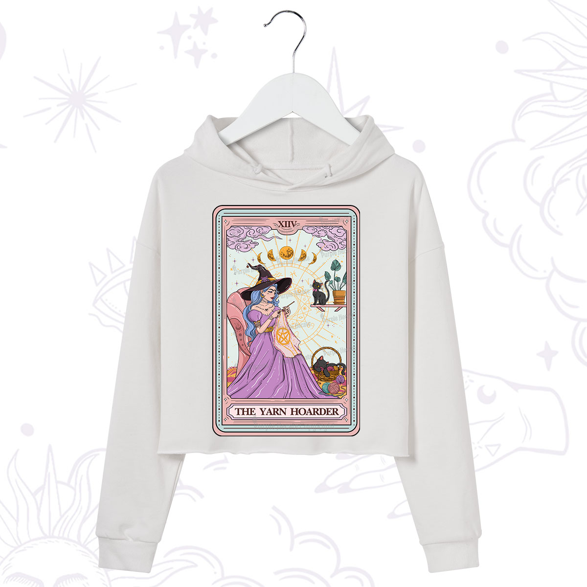 Purplehecate The Yarn Hoarder Tarot Crop Hoodie