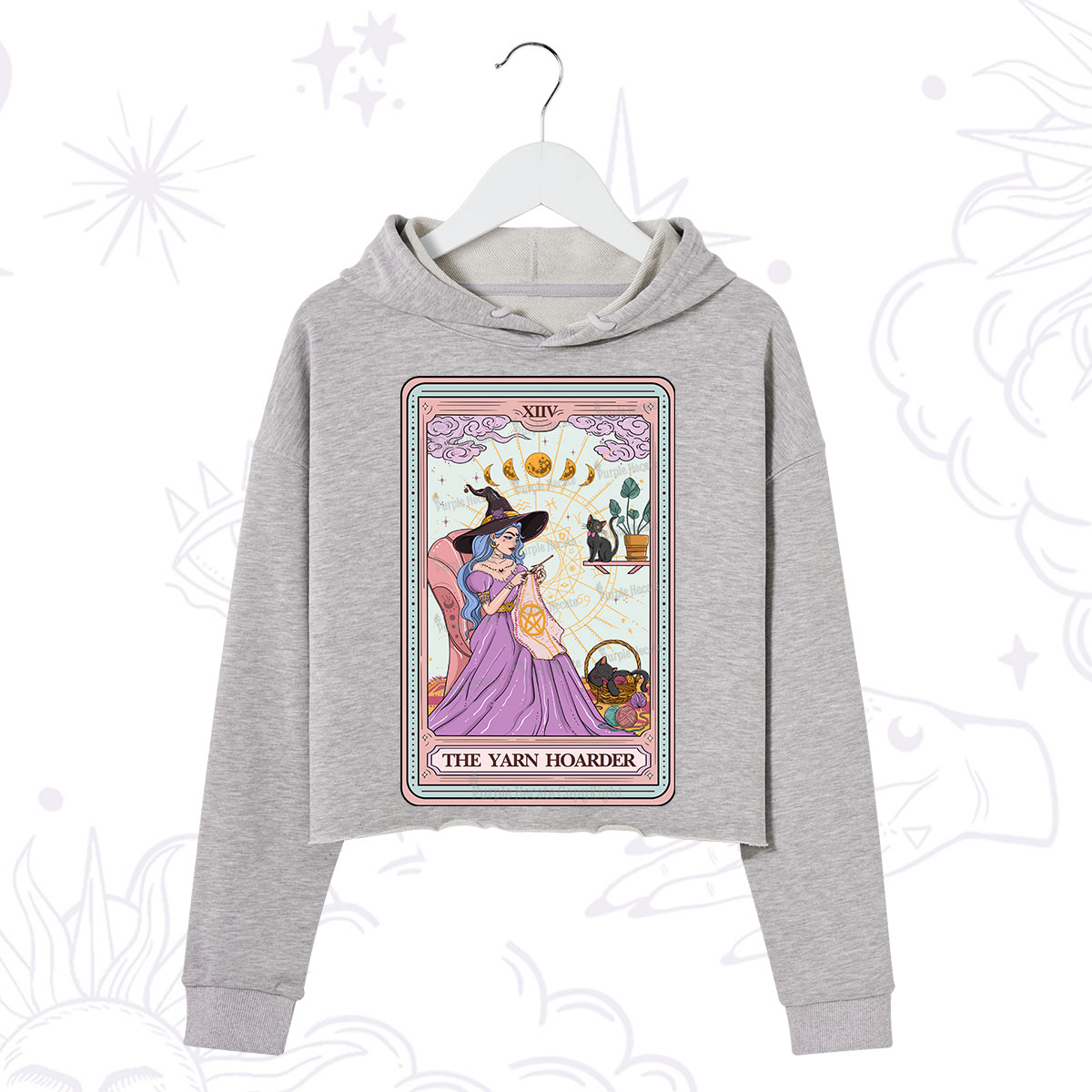 Purplehecate The Yarn Hoarder Tarot Crop Hoodie