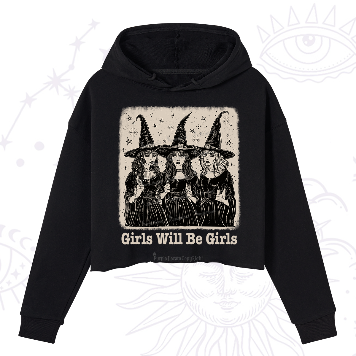 Purplehecate Girls Will Be Girls Crop Hoodie