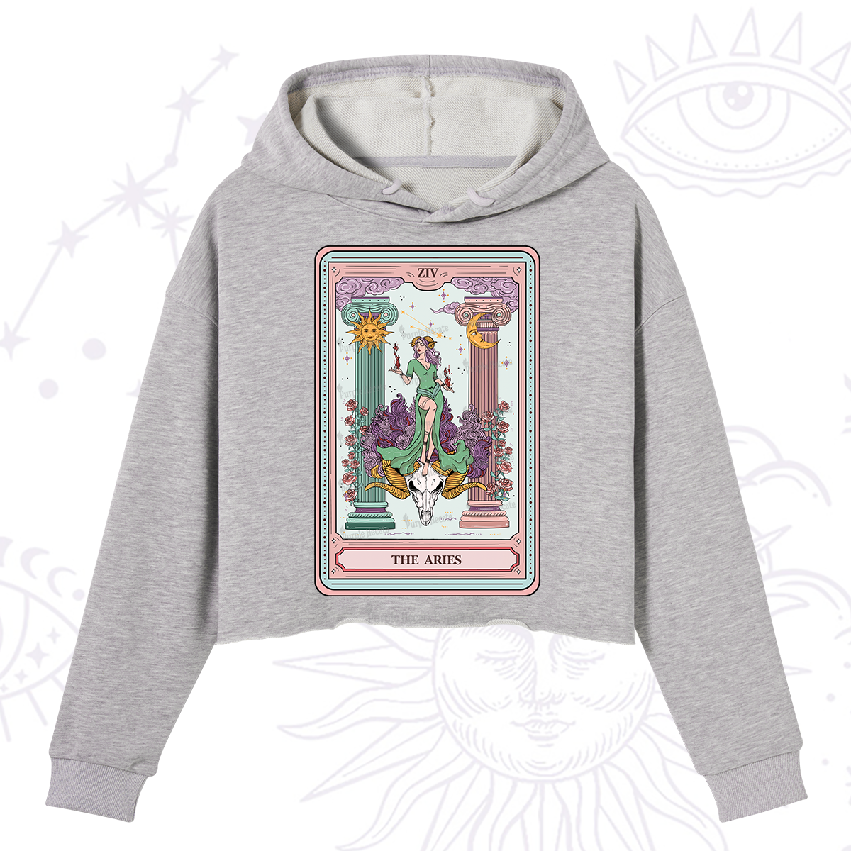 Purplehecate The Aries Goddess Tarot Crop Hoodie