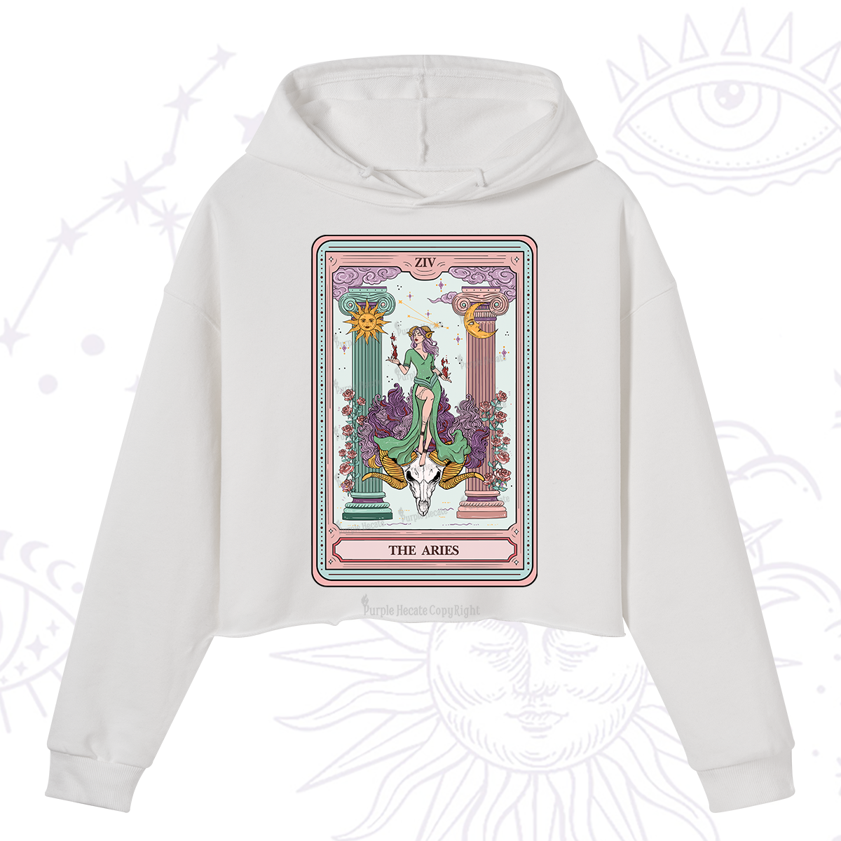 Purplehecate The Aries Goddess Tarot Crop Hoodie