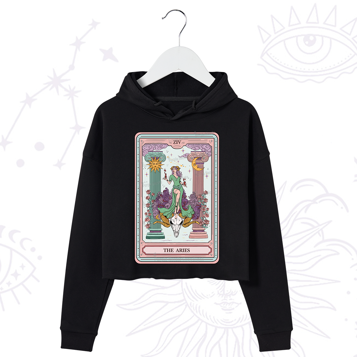 Purplehecate The Aries Goddess Tarot Crop Hoodie