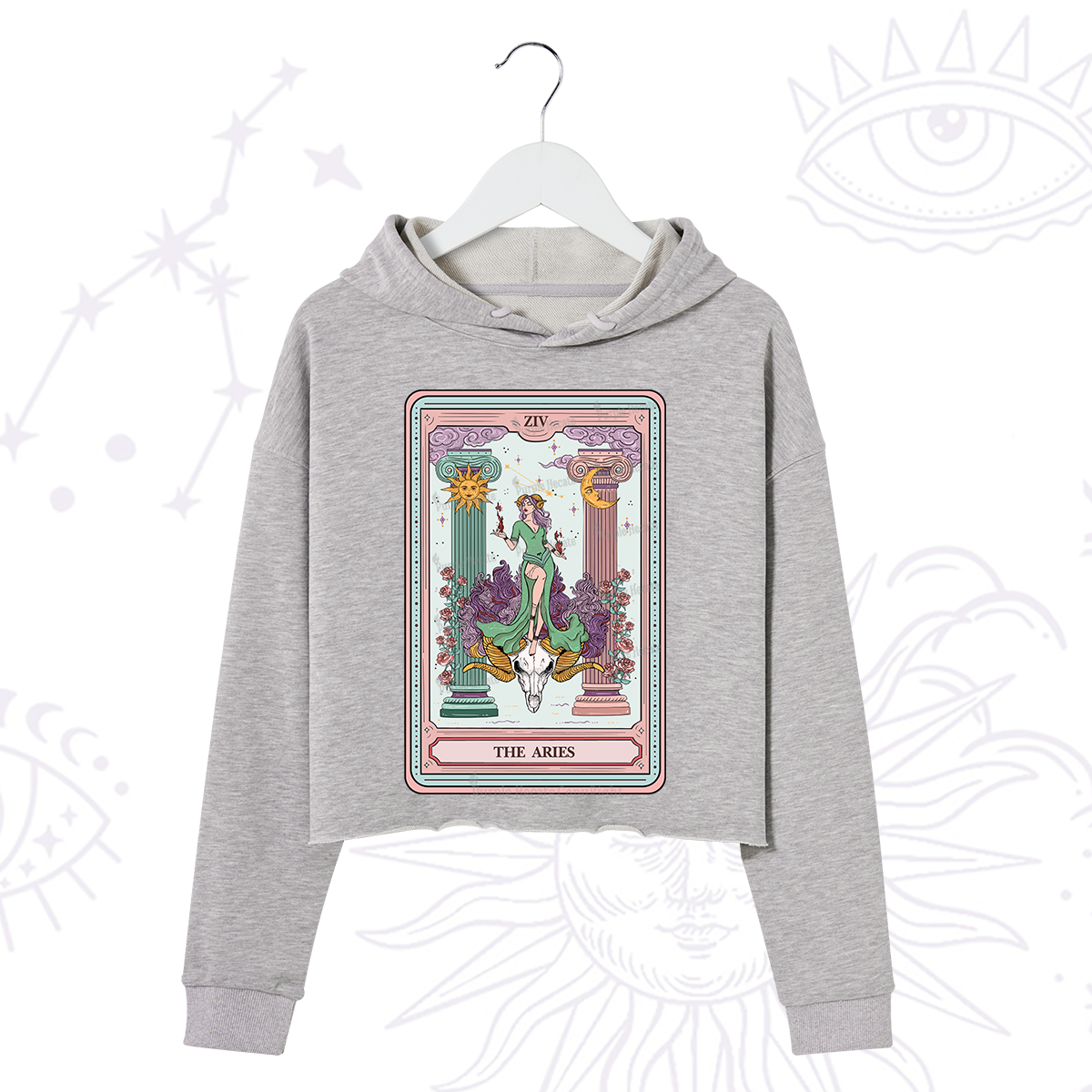 Purplehecate The Aries Goddess Tarot Crop Hoodie