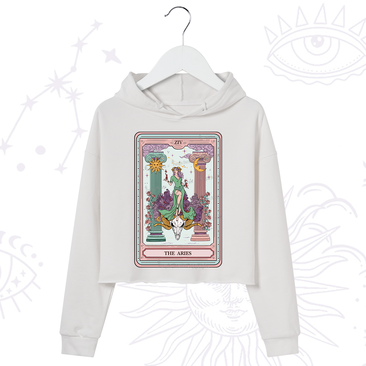 Purplehecate The Aries Goddess Tarot Crop Hoodie