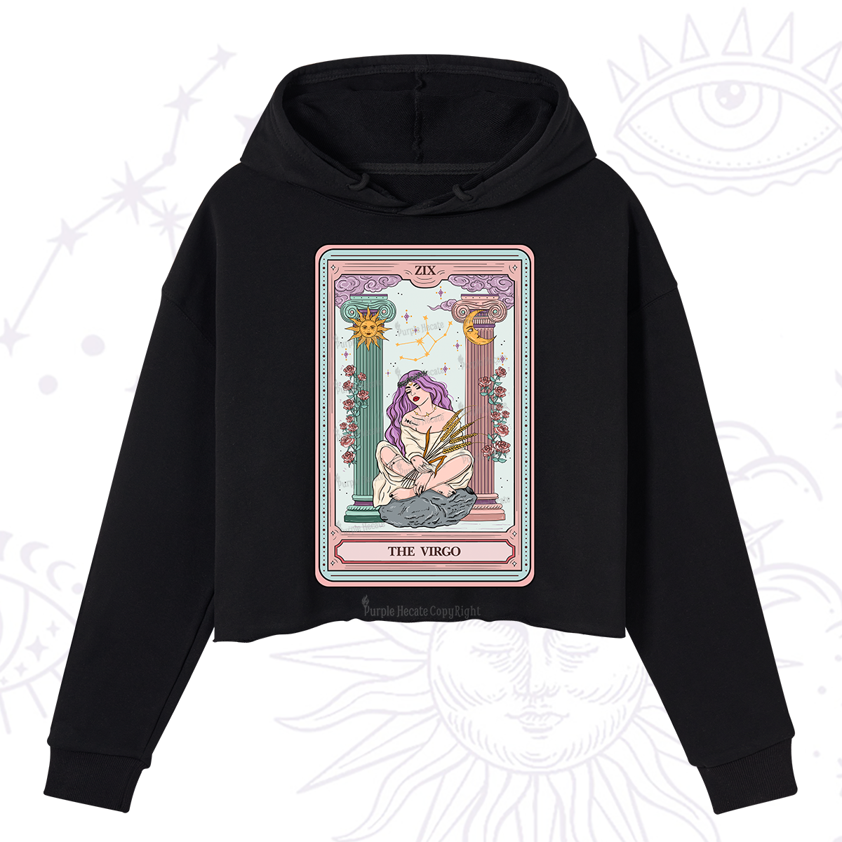 Purplehecate The Virgo Goddess Tarot Crop Hoodie
