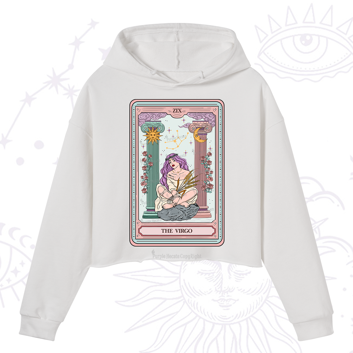 Purplehecate The Virgo Goddess Tarot Crop Hoodie