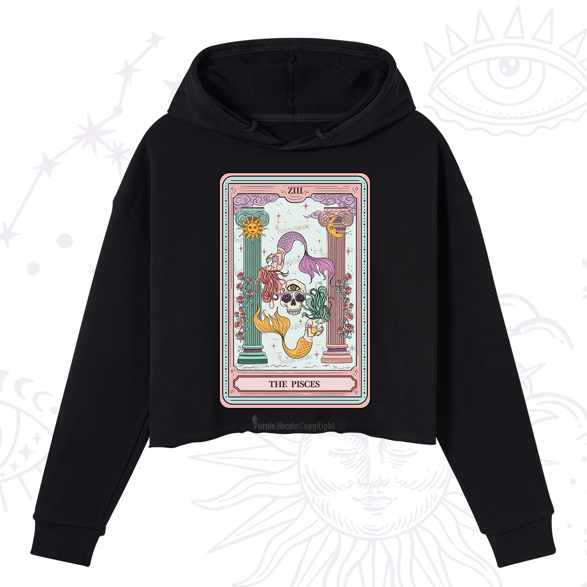 Purplehecate The Pisces Goddess Tarot Crop Hoodie