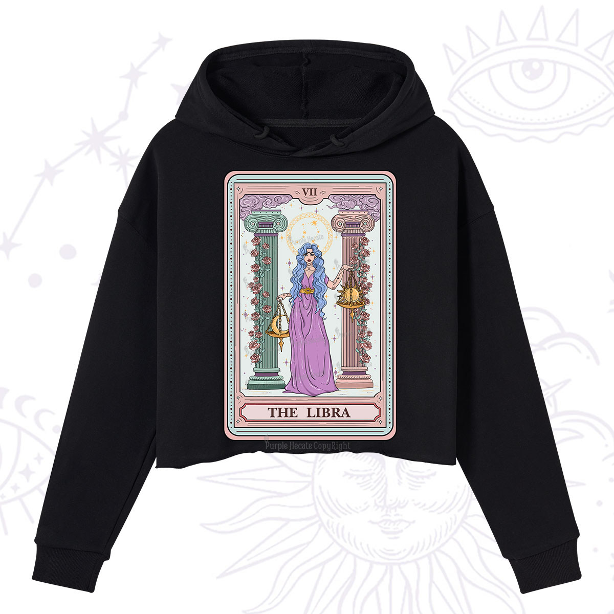Purplehecate The Libra Goddess Tarot Crop Hoodie