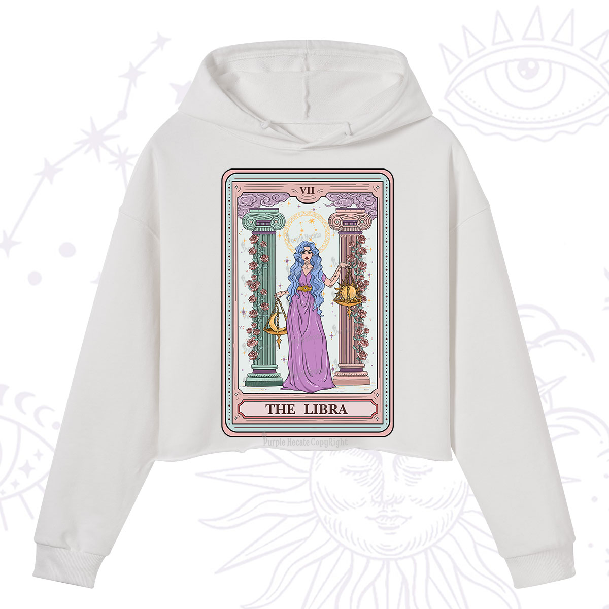 Purplehecate The Libra Goddess Tarot Crop Hoodie