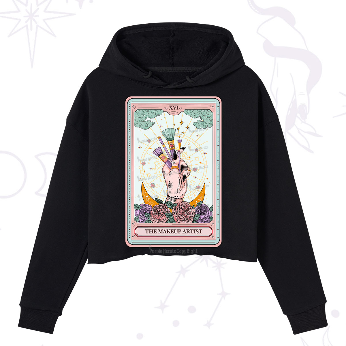 Purplehecate The Makeup Artist Life Tarot Crop Hoodie