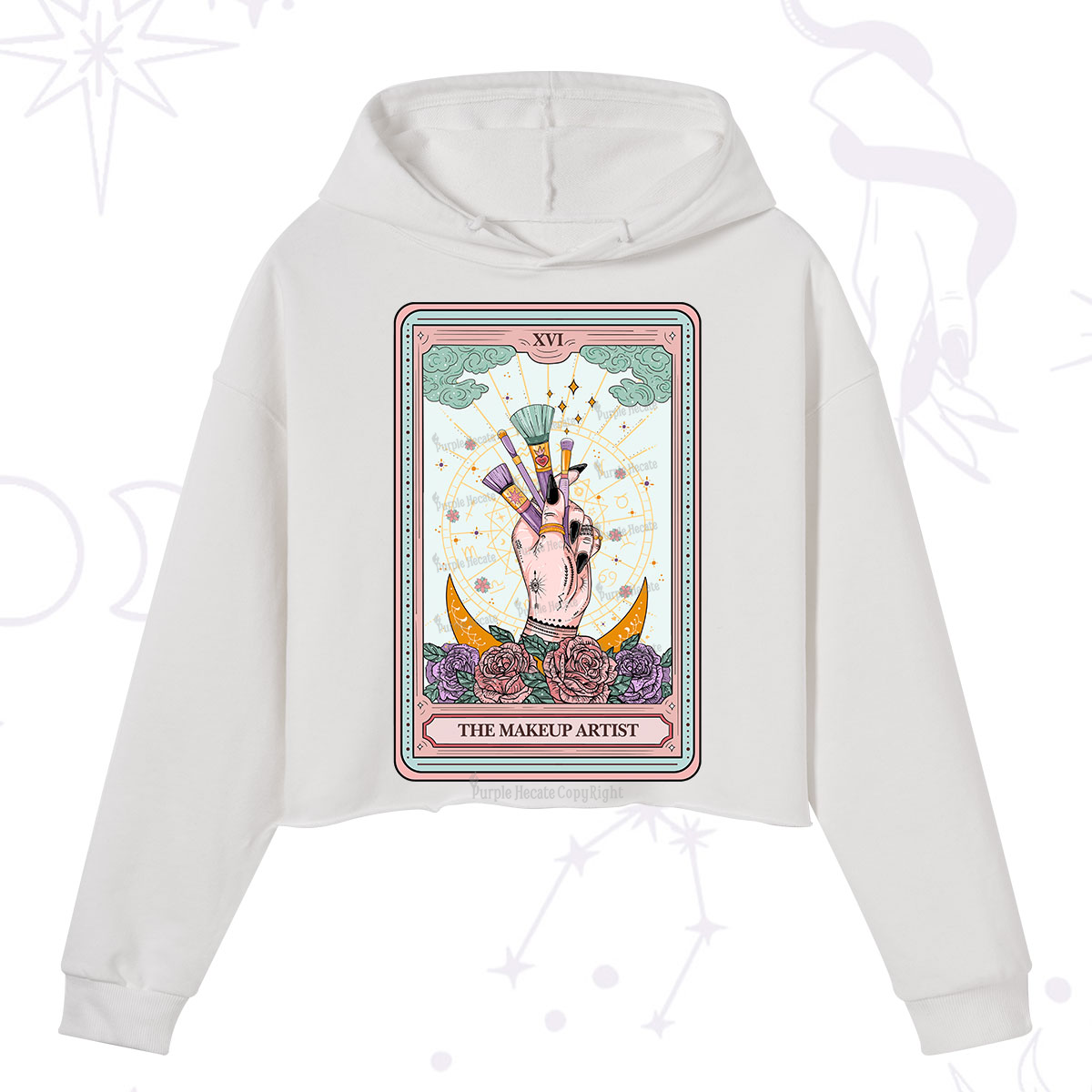 Purplehecate The Makeup Artist Life Tarot Crop Hoodie