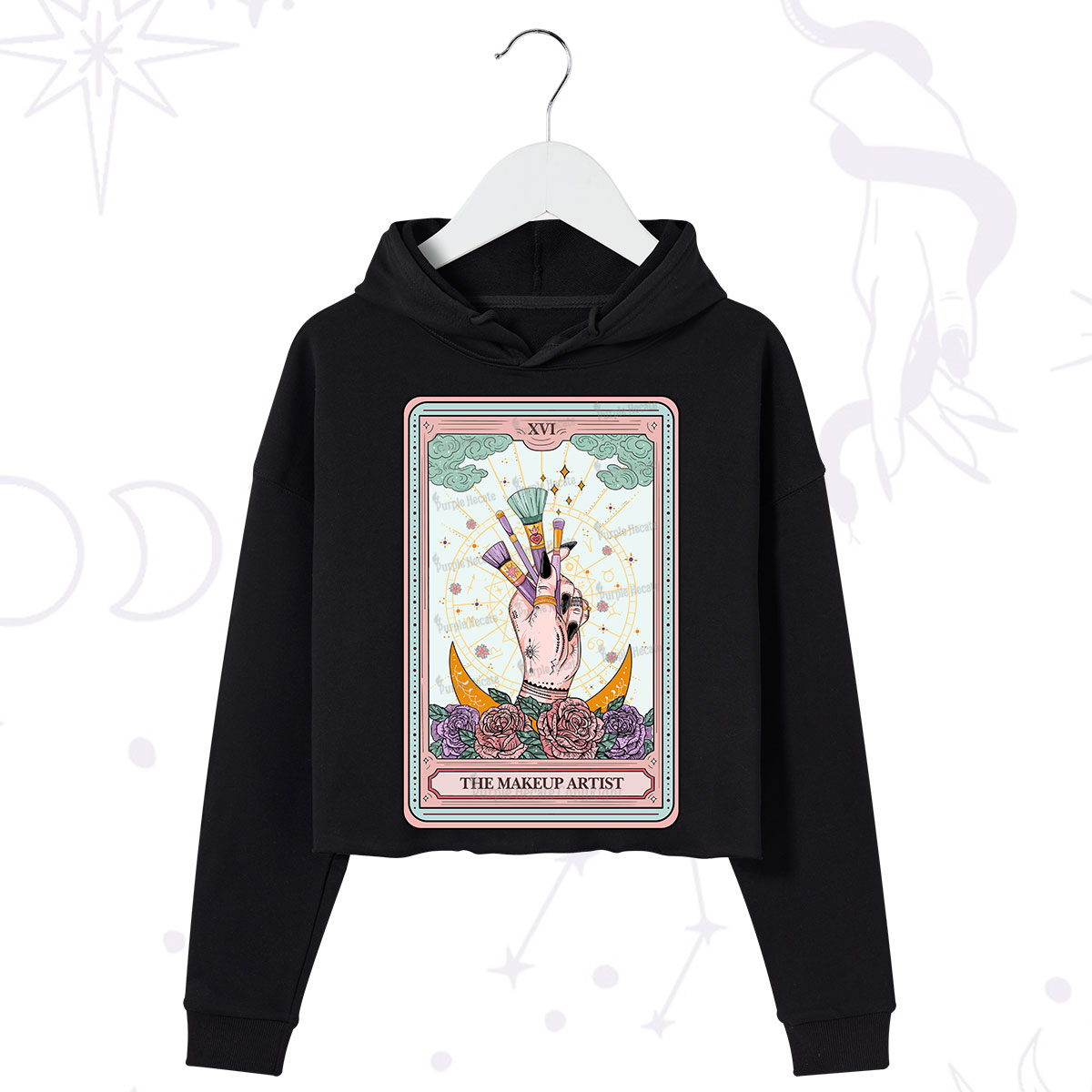 Purplehecate The Makeup Artist Life Tarot Crop Hoodie