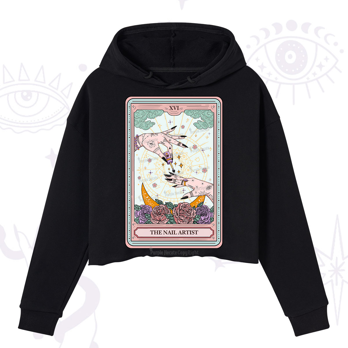 Purplehecate The Nail Artist Tarot Crop Hoodie
