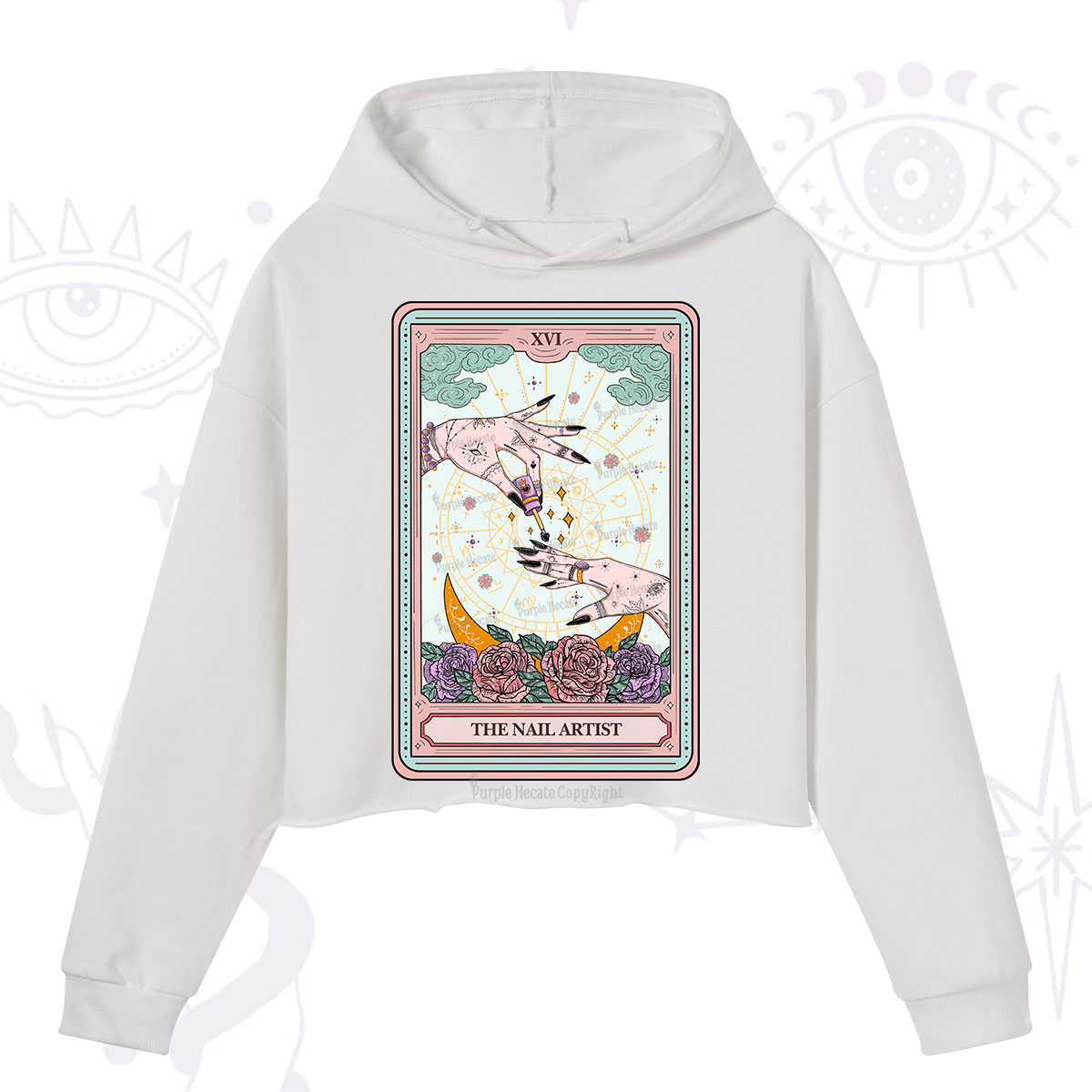 Purplehecate The Nail Artist Tarot Crop Hoodie