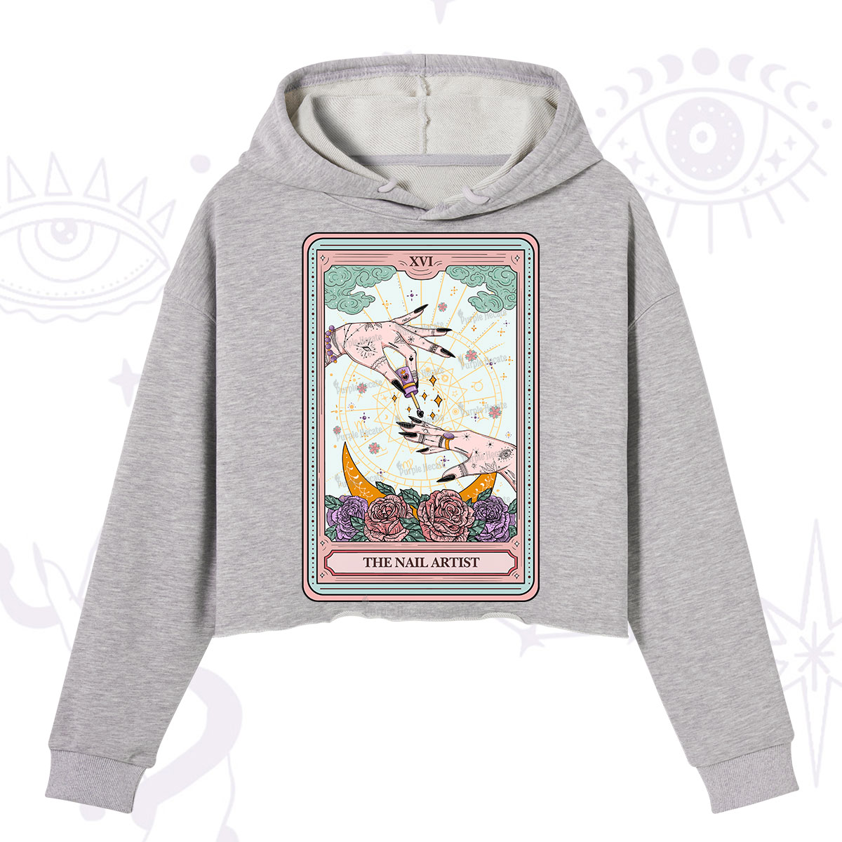 Purplehecate The Nail Artist Tarot Crop Hoodie