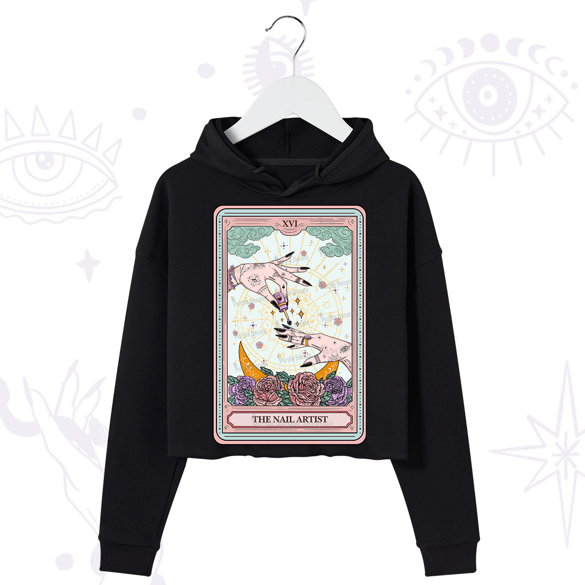 Purplehecate The Nail Artist Tarot Crop Hoodie