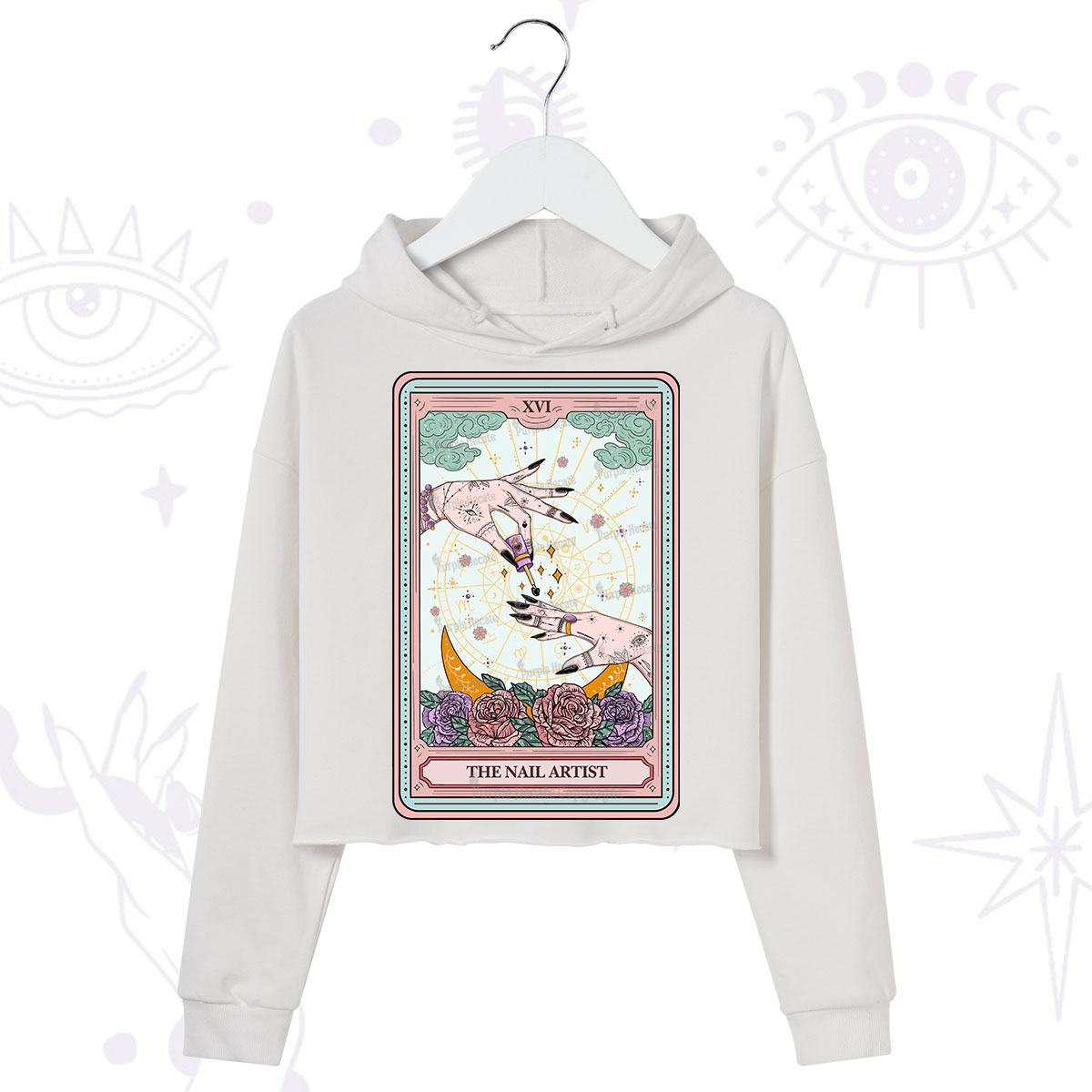Purplehecate The Nail Artist Tarot Crop Hoodie